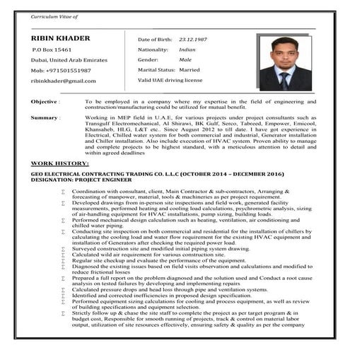 MEP Engineer Resume | DOCX