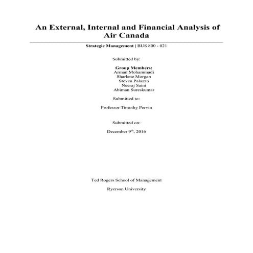 Air Canada External Analysis