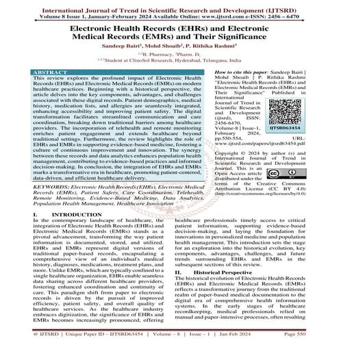 Electronic Health Records EHRs and Electronic Medical Records EMRs and Their ...