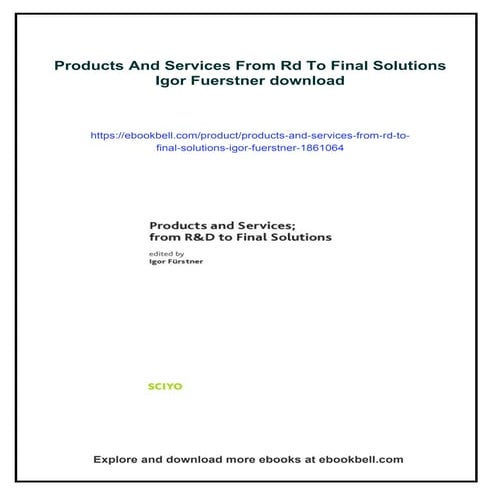 Products And Services From Rd To Final Solutions Igor Fuerstner