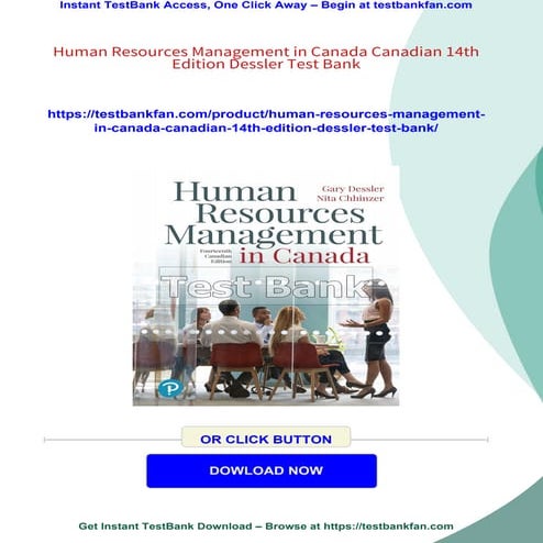 Human Resources Management in Canada Canadian 14th Edition Dessler Test ...