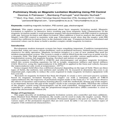Desmas(2014)-Preliminary Study on Magnetic Levitation Modeling Using PID Control