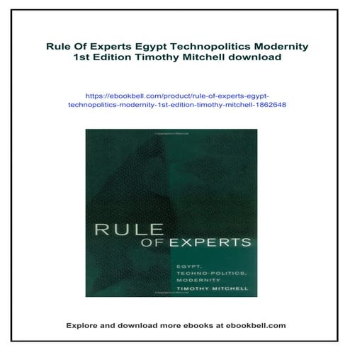 Rule Of Experts Egypt Technopolitics Modernity 1st Edition Timothy ...