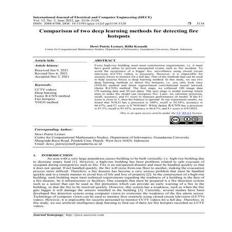 Fire detection using deep learning methods | PDF