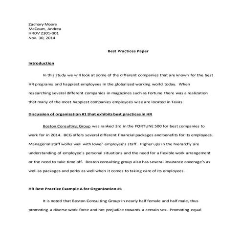 Best Practices in HR Paper