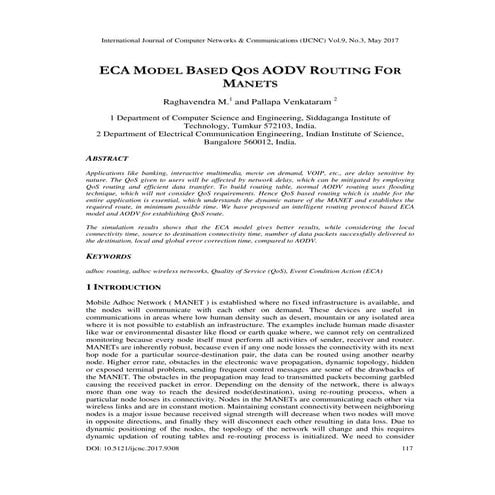 ECA MODEL BASED QOS AODV ROUTING FOR MANETS