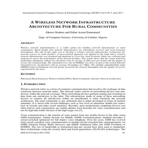 A Wireless Network Infrastructure Architecture for Rural Communities