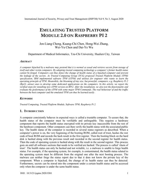 EMULATING TRUSTED PLATFORM MODULE 2.0 ON RASPBERRY PI 2