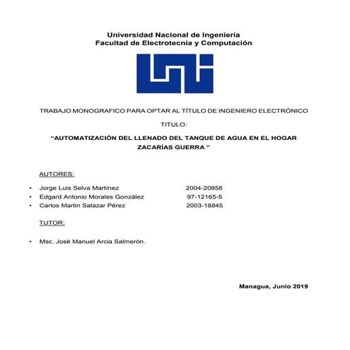 Electrónica: Automatización del llenado del tanque de agua en el hogar  