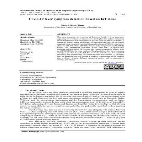Covid-19 fever symptom detection based on IoT cloud 