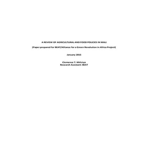 A Review of Agricultural and Food Policies in Mali | DOCX