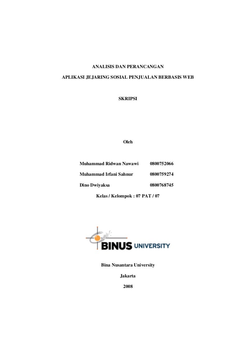 Skripsi Analisis Dan Perancangan Aplikasi Jejaring Sosial Penjualan