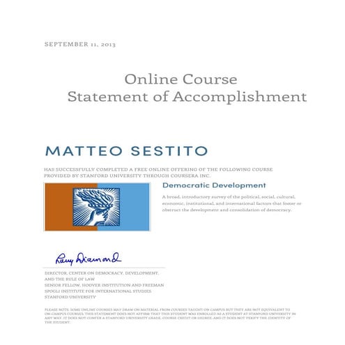 Democracy development - certificate | PDF
