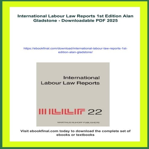 International Labour Law Reports 1st Edition Alan Gladstone | PDF