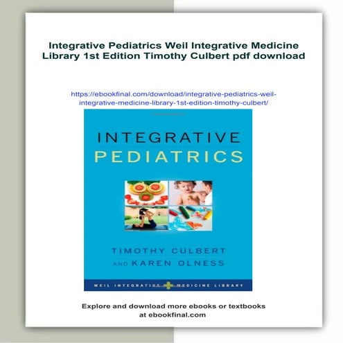 Integrative Pediatrics Weil Integrative Medicine Library 1st Edition ...