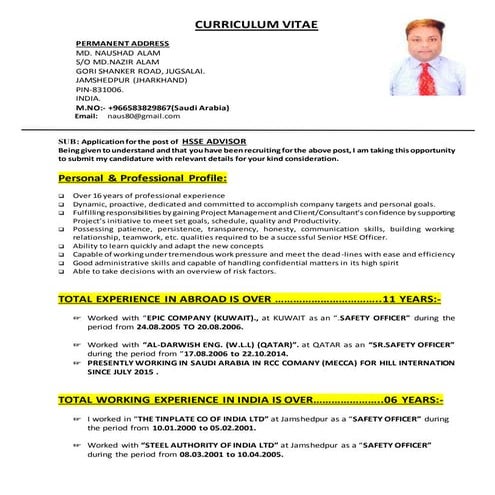 UPDATED CV OF Mohammad Naushad Alam | DOCX