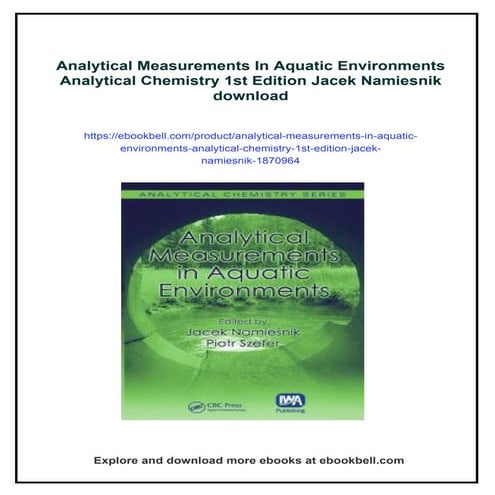 Analytical Measurements In Aquatic Environments Analytical Chemistry 1st Edit...