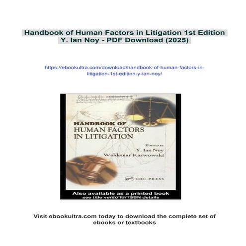 Handbook of Human Factors in Litigation 1st Edition Y. Ian Noy | PDF