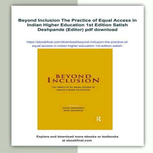 Beyond Inclusion The Practice of Equal Access in Indian Higher ...