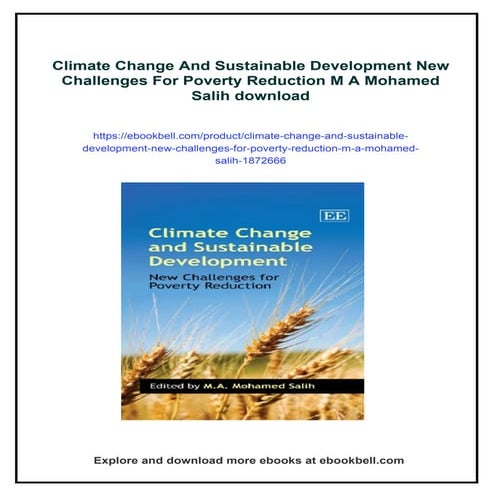 Climate Change And Sustainable Development New Challenges For Poverty Reducti...