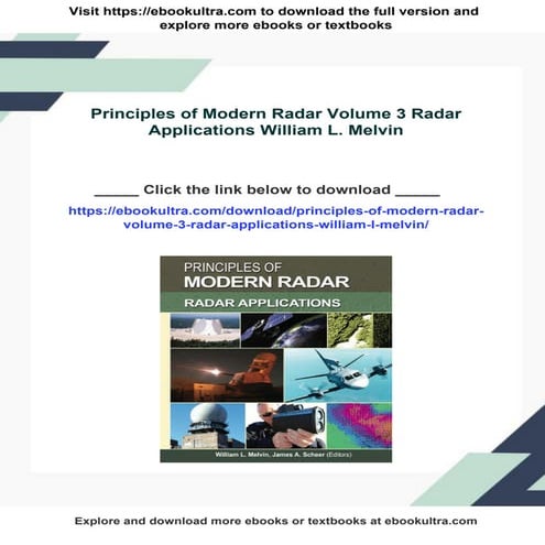 Principles of Modern Radar Volume 3 Radar Applications William L. Melvin