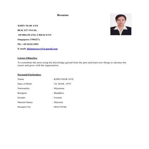 khinmaraye resume (1)