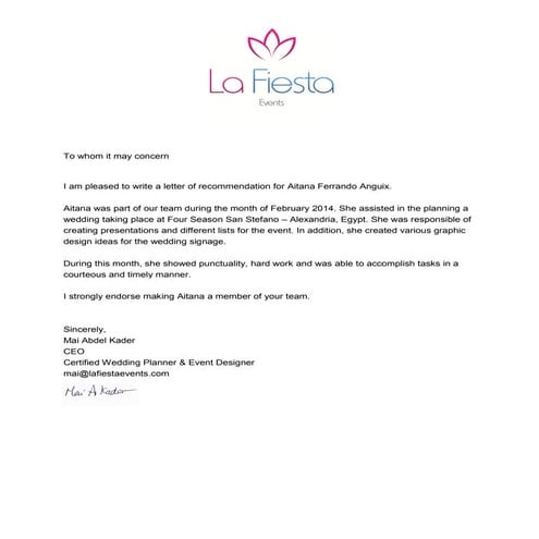 Letter of Reccommendation | PDF