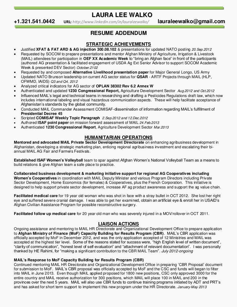 resume addendum