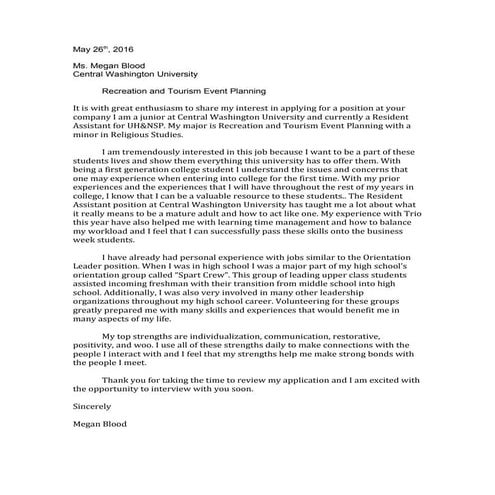 Cover Letter Assignment 2A | DOCX