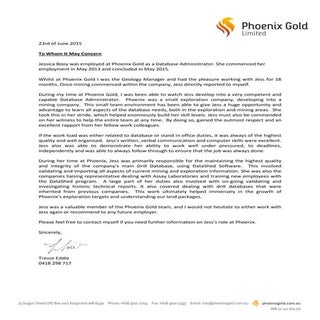 Jess Booy - Letter of Reference