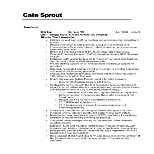 Sprout, Cate  2015 resume
