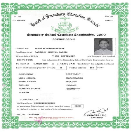 Matric Certificate