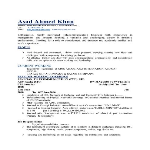 cv Asad Hussain | DOCX