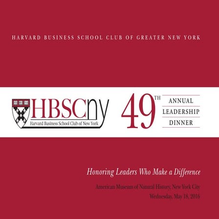 Harvard Business School Club of NY 2016 Program