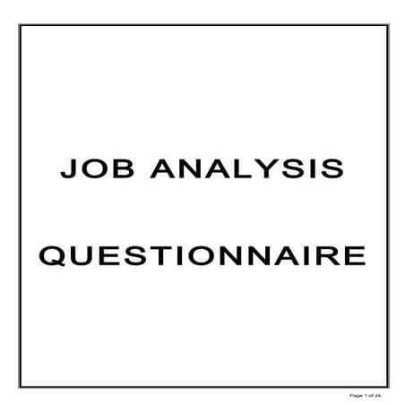 Job Analysis Questionnaire