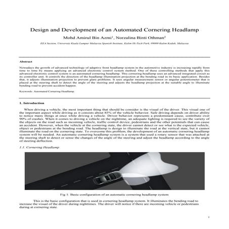 Automated cornering headlamp technical report