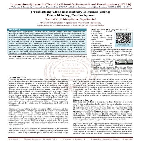 Predicting Chronic Kidney Disease using Data Mining Techniques