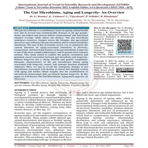 The Gut Microbiome, Aging and Longevity An Overview | PDF