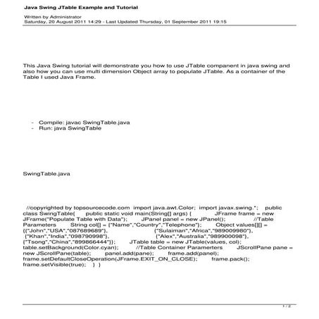 94 java-swing-jtable-example-and-tutorial | PDF