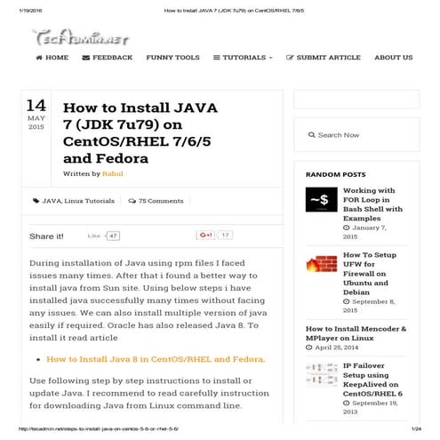 How to Install JAVA 7 (JDK 7u79) on CentOS_RHEL 7_6_5 | PDF