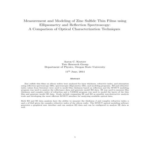 Kratzer, Aaron Undergraduate Thesis