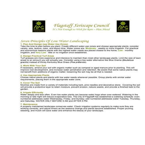 Seven Principles of Low Water Landscaping - Flagstaff Xeriscape Council