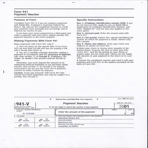 941 v filing to irs 2001 | PDF