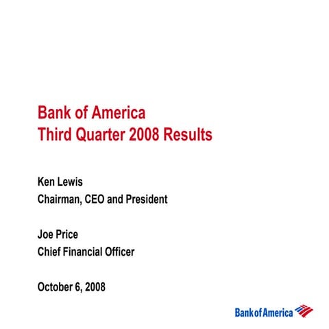 Third Quarter 2008 Earnings Presentation