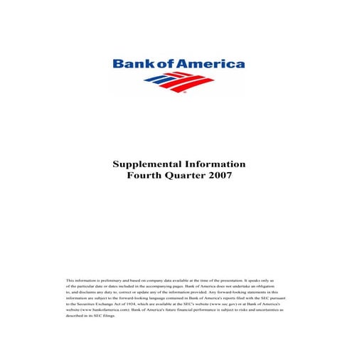 Supplemental Fourth Quarter 2007 Financial Information