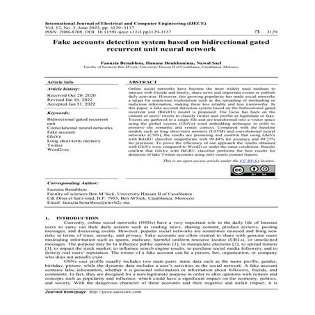 Fake accounts detection system based on bidirectional gated  recurrent unit n...
