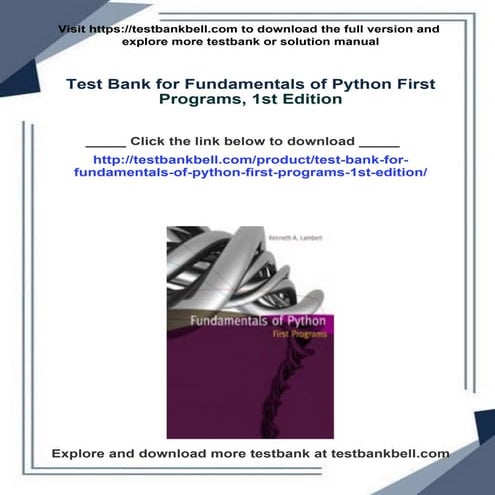 All chapter download Test Bank for Fundamentals of Python First ...