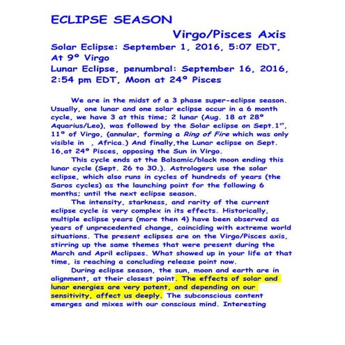 ECLIPSE SEASON   Virgo---Pisces Axis