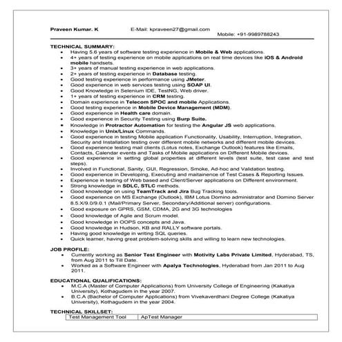 Praveen_Software Testing_Resume