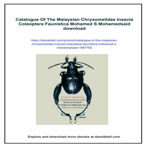 Catalogue Of The Malaysian Chrysomelidae Insecta Coleoptera Faunistica Mohamed S Mohamedsaid